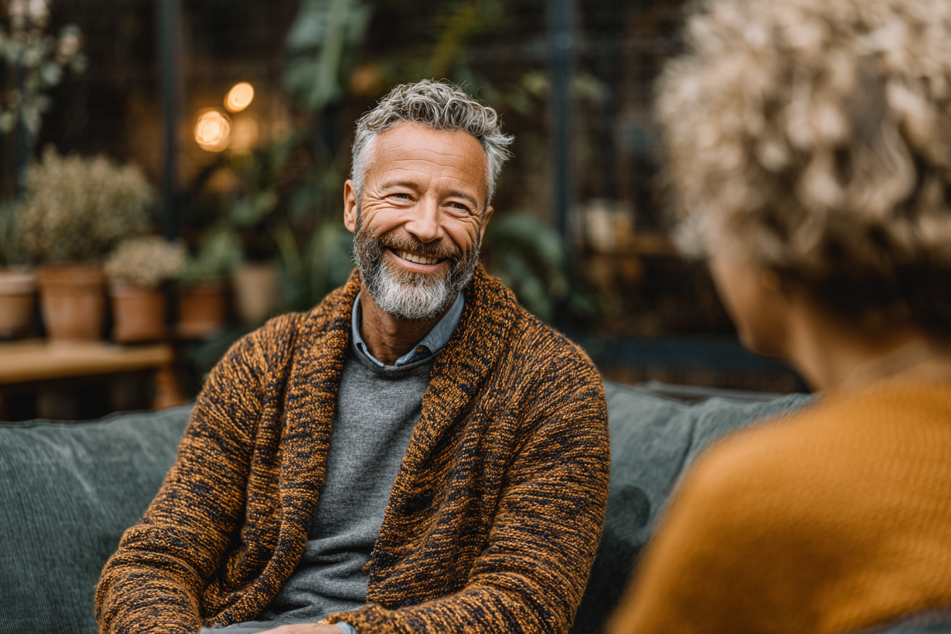 Чоловік та жінка середнього віку вивчають корисні продукти